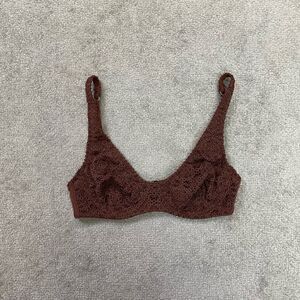 Free People Intimately Womens Eyelet Lace Underwire Bra Hickory Brown Sz 32B NWT